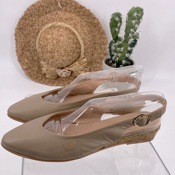 Viscata  Flat Espadrille Sling Back Sandals Comfort Leather Tan size 11‎ - Picture 1 of 12